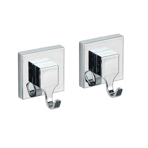 Samodržící plastová sada doplňků do koupelny v leskle stříbrné barvě Quadro – Wenko-image-2