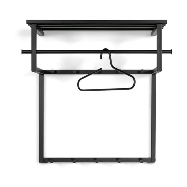 Černý kovový nástěnný věšák s poličkou 76 cm Rizzoli – Spinder Design-image-2