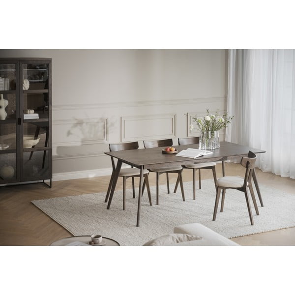 Tmavě hnědý rozkládací jídelní stůl v dekoru dubu 90x190 cm Yumi – Rowico-image-3