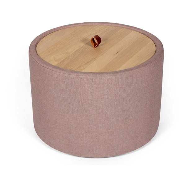 Odkládací stolek ve světle růžové barvě se snímatelnou deskou z dubového dřeva Askala Ibisco, ⌀ 56 cm