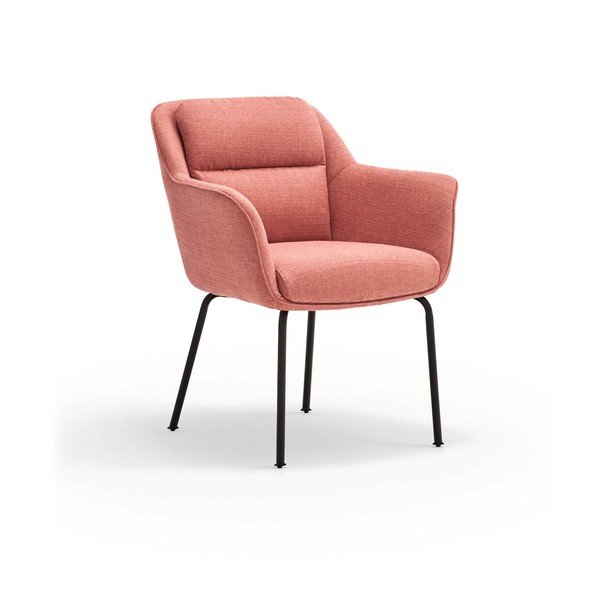 Růžové čalouněné jídelní křeslo s područkami Sadira – Teulat