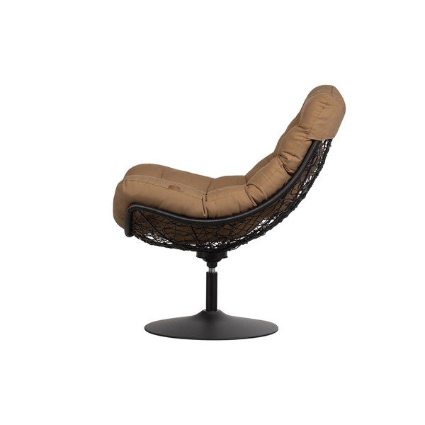 Hnědé otočné zahradní křeslo s výpletem z ratanu WOOOD Vive-image-3