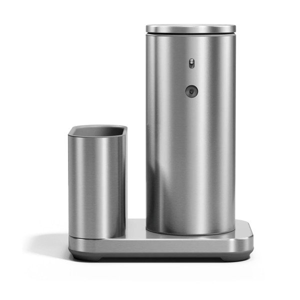 Bezdotykový kovový stojan na mycí prostředky ve stříbrné barvě – simplehuman-image-3