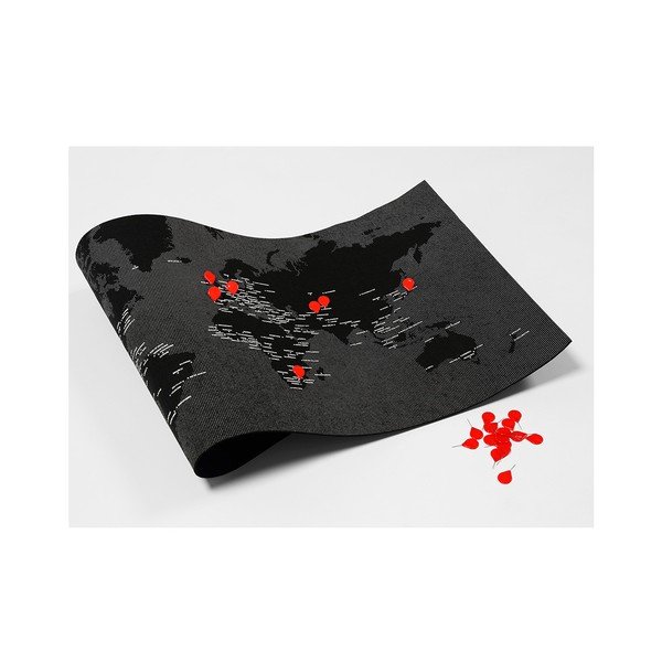 Černá nástěnná mapa světa Palomar Pin World Mini, 77 x 48 cm-image-2