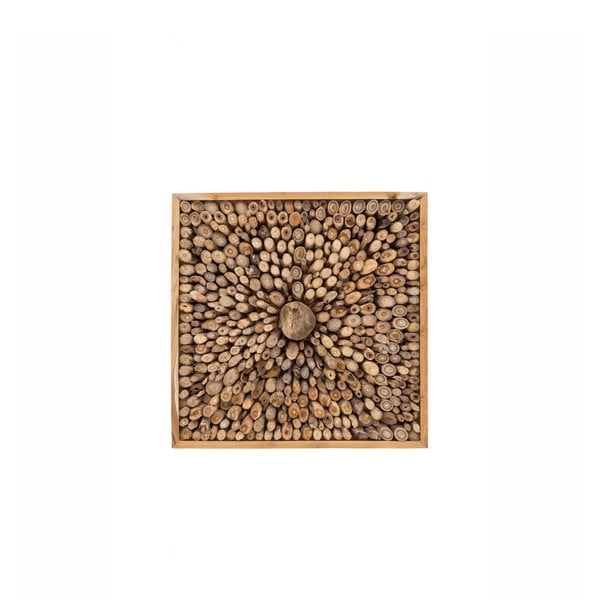Nástěnná dekorace z recyklovaného teakového dřeva WOOX LIVING Queendom, 70 x 70 cm