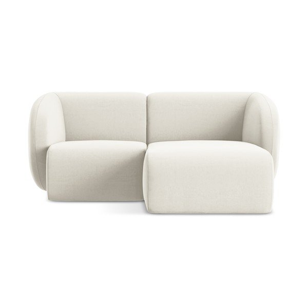 Béžová sametová rohová pohovka (pravý roh/s lenoškou) Lani – Makamii