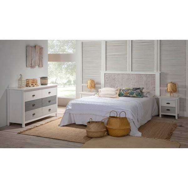 Bílo-šedý noční stolek Marckeric Romantica, 46 x 50 cm-image-1