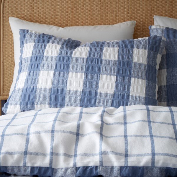 Modré flanelové povlečení na dvoulůžko 200x200 cm Gingham Check – Catherine Lansfield-image-3