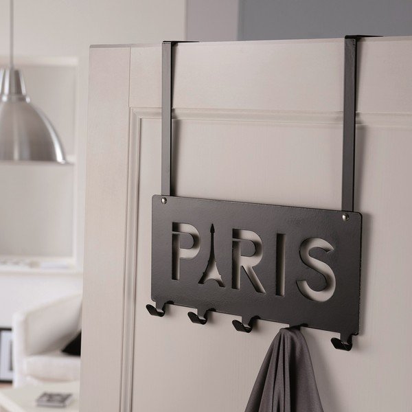 Černý kovový věšák na dveře 30 cm Paris – Compactor-image-1