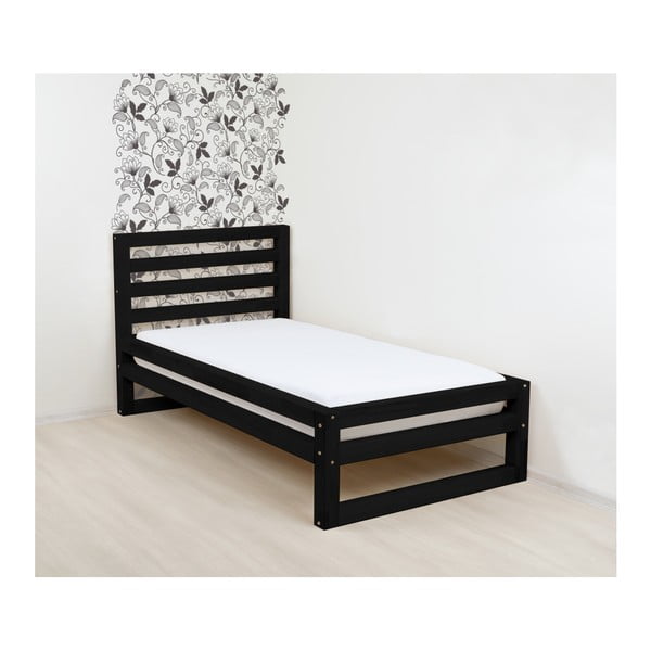 Černá dřevěná jednolůžková postel Benlemi DeLuxe, 200 x 90 cm
