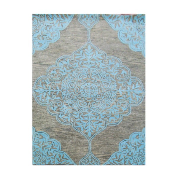 Ručně tuftovaný modrý koberec Bakero Kirman, 183 x 122 cm