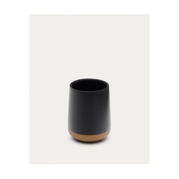 Tmavě šedý keramický kelímek na zubní kartáčky Silma – Kave Home-image-3