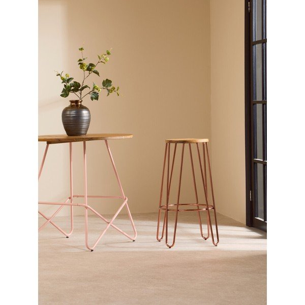 Barová stolička z jilmového dřeva v přírodní barvě/v růžovo zlaté barvě (výška sedáku 75 cm) District – Premier Housewares-image-3