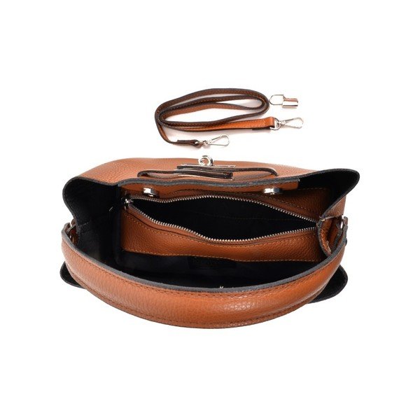 Koňakově hnědá kožená kabelka Isabella Rhea Lock Cognac-image-3