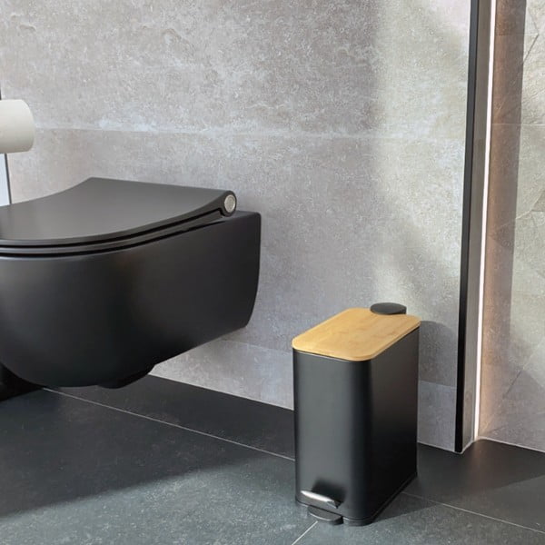 Matně černý nášlapný ocelový odpadkový koš 5 l   Erik – Spirella-image-1