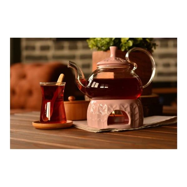 Skleněná čajová konvička s ohřívačem na čajovou svíčku Tasev, objem 600 ml-image-1