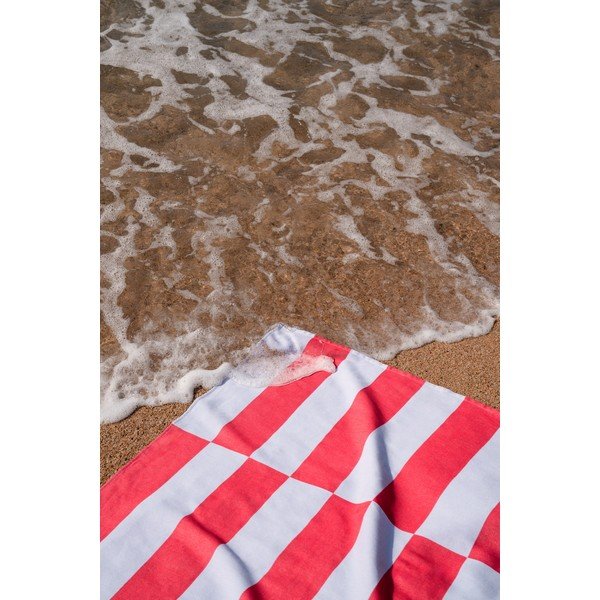Červená/světle modrá bavlněná plážová osuška 100x160 cm Su – noo.ma-image-2
