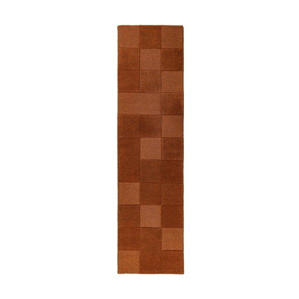 Ručně tkaný vlněný běhoun v terakotové barvě 60x230 cm Checkerboard – Flair Rugs