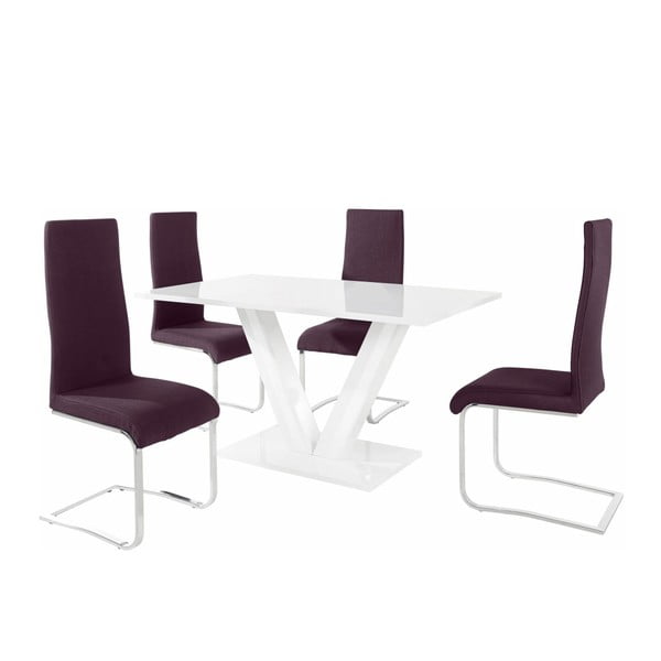 Sada stolu a 4 fialových židlí Støraa Aaron