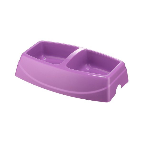 Fialová dvojitá miska pro psa Petpetite, 23,5 x 15,5 cm-image-1