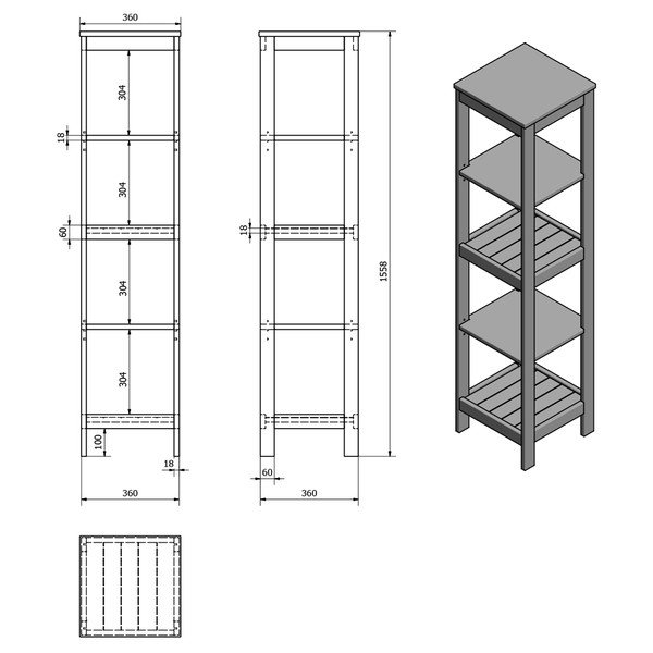 Bílý koupelnový regál 36x156 cm Etide – Sapho-image-3