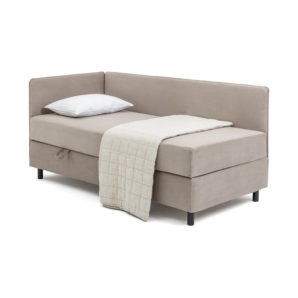 Čalouněná jednolůžková postel taupe s úložným prostorem s matrací 120x200 cm Avela – Bonami Selection