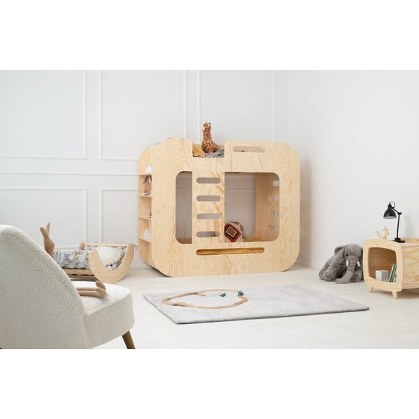 Patrová dětská postel s úložným prostorem 90x200 cm v přírodní barvě Mundo – Adeko-image-2