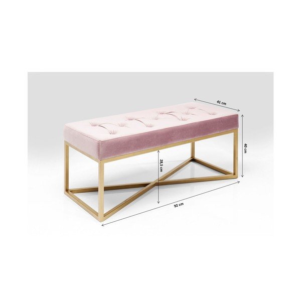 Světle růžová sametová lavice Kare Design Crossover-image-1