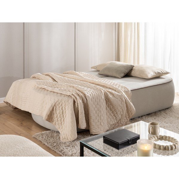 Hnědá/taupe sametová rozkládací/s úložným prostorem pohovka 210 cm Saga – Ropez-image-3