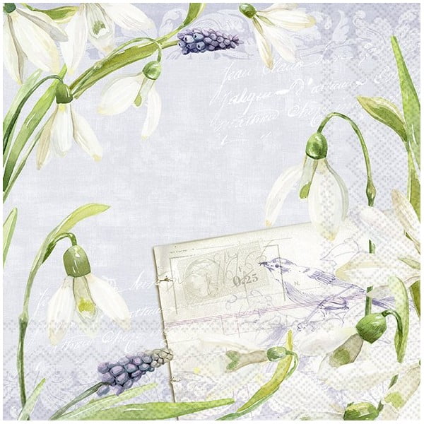 Papírové ubrousky v sadě 20 ks Little Snowdrops - IHR