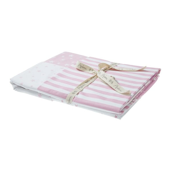 Růžové dětské bavlněné povlečení s prostěradlem na jednolůžko Mike & Co. NEW YORK Carino, 90 x 120 cm-image-2