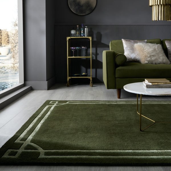 Tmavě zelený ručně tkaný vlněný koberec 120x170 cm Gatsby – Flair Rugs-image-1