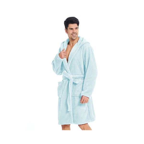 Mentolově modrý unisex župan z mikrovlákna DecoKing Sleepyhead, velikost M-image-1