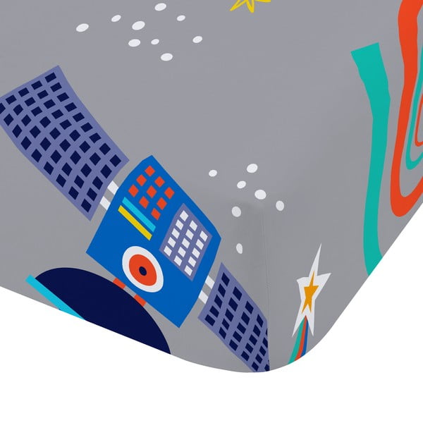 Šedé napínací dětské prostěradlo do postýlky 70x140 cm Lost In Space – Catherine Lansfield