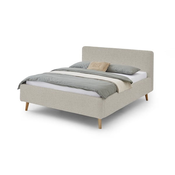 Béžová čalouněná dvoulůžková postel s úložným prostorem s roštem 180x200 cm Mattis - Meise Möbel