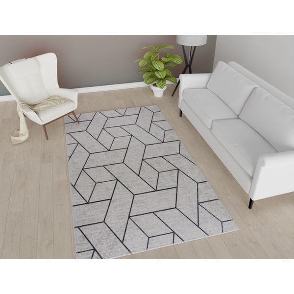 Světle šedý pratelný koberec 50x80 cm – Vitaus-image-1