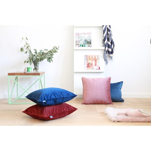 Modrý povlak na polštář se sametovým povrchem WeLoveBeds Jeans, 50 x 50 cm-image-1