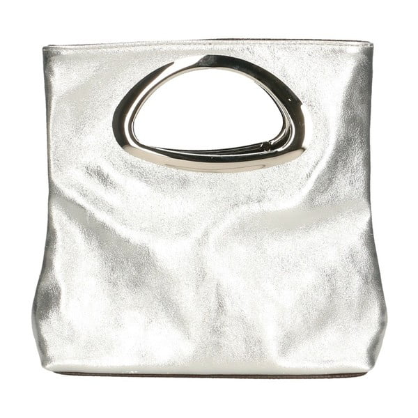 Kožená kabelka ve stříbrné barvě Chicca Borse Lumino