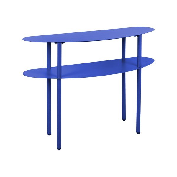 Modrý kovový konzolový stolek 28x90 cm Cool Retro – Leitmotiv