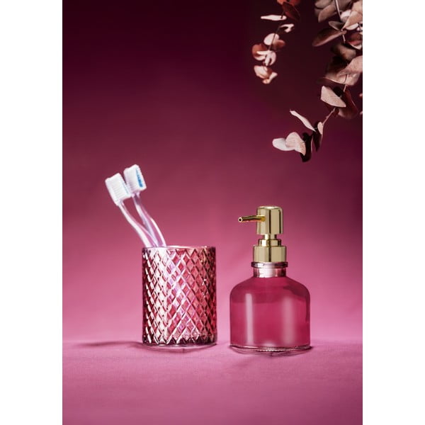 Tmavě růžový skleněný kelímek na zubní kartáčky Atessa – Wenko-image-3