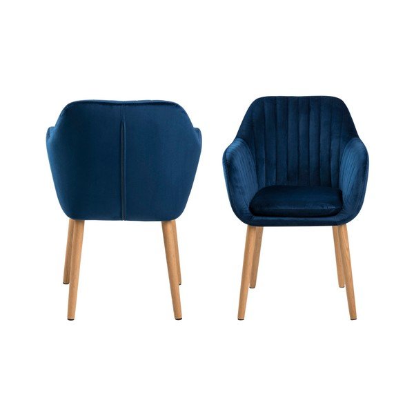 Tmavě modré čalouněné jídelní křeslo s područkami Emilia – Actona-image-4