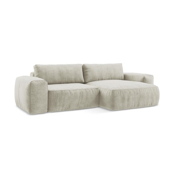 Béžová žinylková rozkládací rohová pohovka (pravý roh/s lenoškou) Kuki – Makamii-image-2