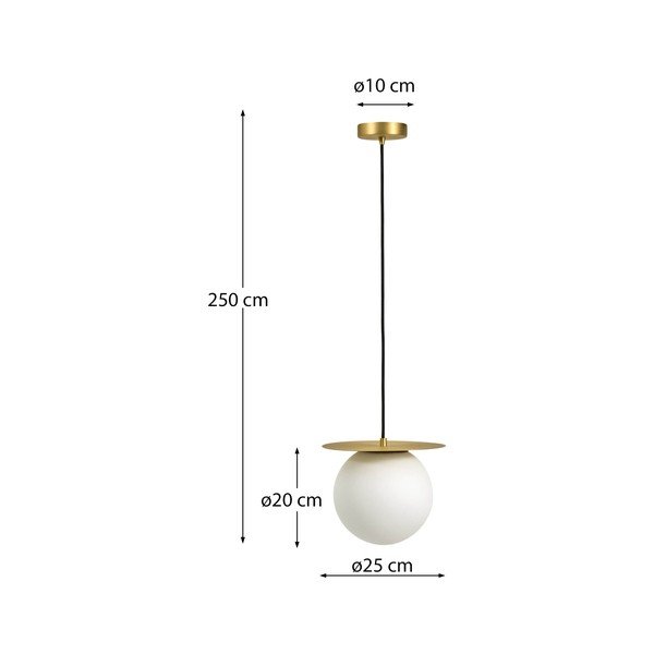 Bílé/ve zlaté barvě kovové závěsné svítidlo se skleněným stínidlem ø 25 cm Brisia – Kave Home-image-4