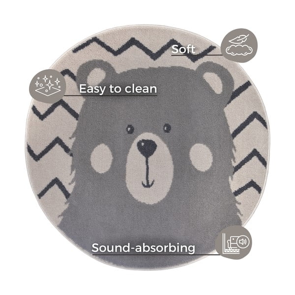 Šedý dětský koberec ø 140 cm Bear – Hanse Home-image-4