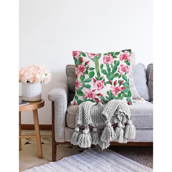 Povlak na polštář s příměsí bavlny Minimalist Cushion Covers Blooming Cactus, 55 x 55 cm-image-2