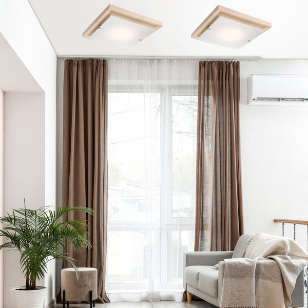 Stropní svítidlo v hnědo-přírodní barvě 30x30 cm Pedro – LAMKUR-image-1