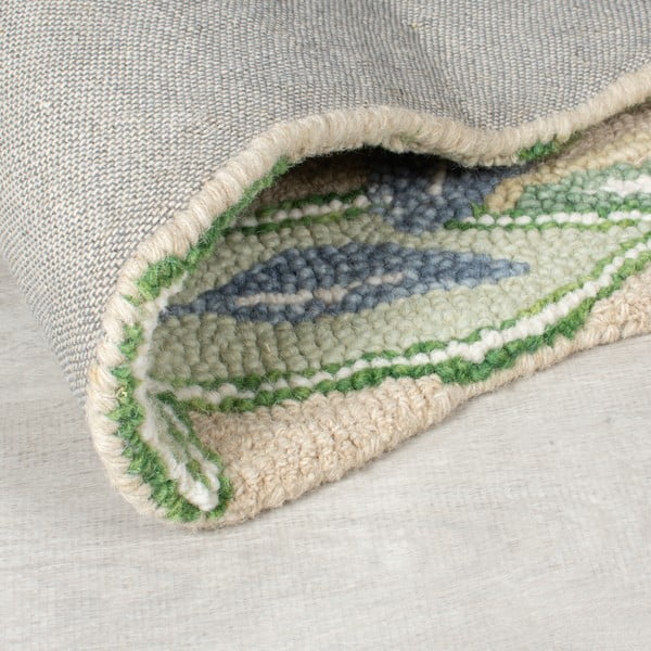 Zelený ručně tkaný vlněný běhoun 60x230 cm Bryony Shaped Floral – Flair Rugs-image-3