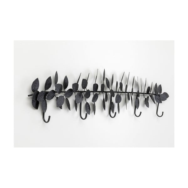 Černý kovový nástěnný věšák Kare Design Leafs, šířka 91 cm