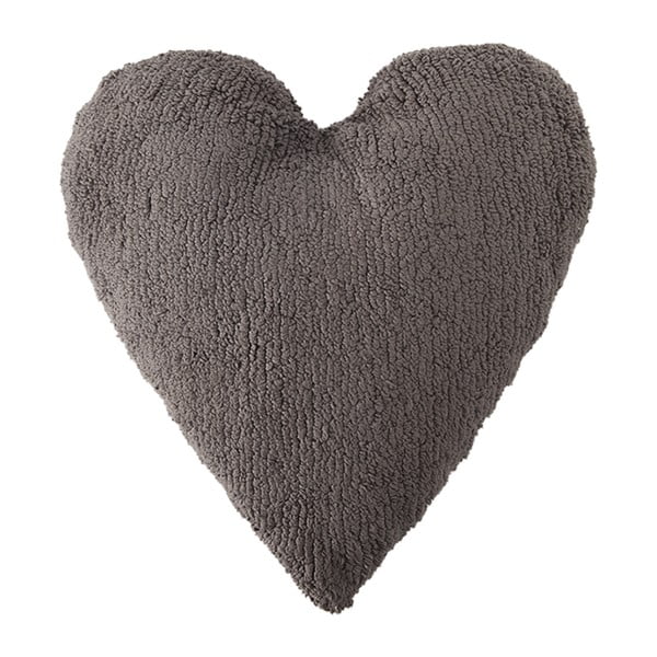 Tmavě šedý bavlněný ručně vyráběný polštář Lorena Canals Heart, 47 x 50 cm