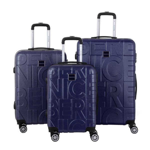 Sada 3 tmavě modrých cestovních kufrů Berenice Typo